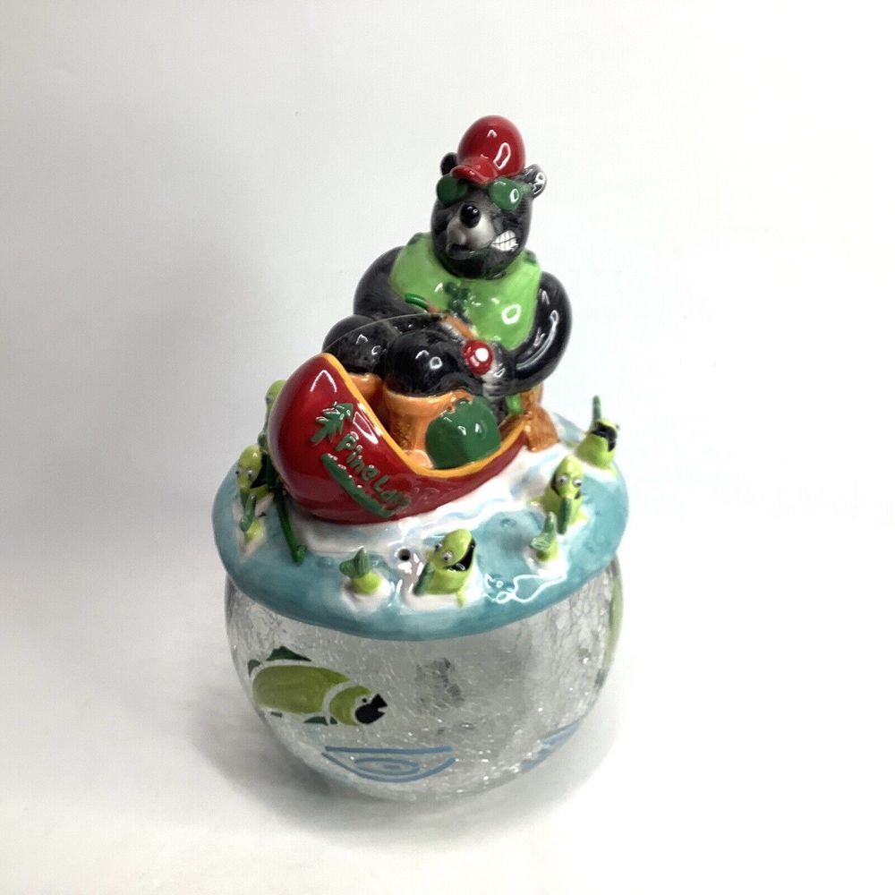 Paris & Beebee‎ Sweetz & Treatz Fisherman Cookie Jar Crackle Bowl Porcelain Vtg